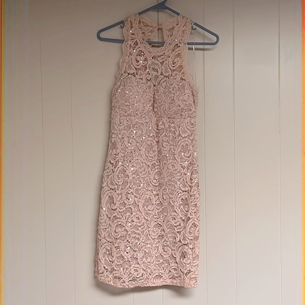 MY MICHELLE Beautiful Pink Lace & Sequin Cocktail Dress